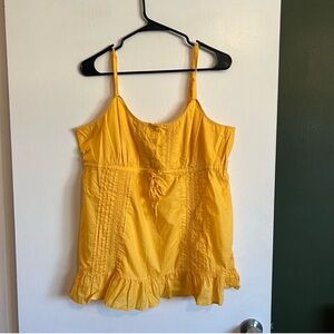 Y2K faded glory bright yellow babydoll cami tank top size xl